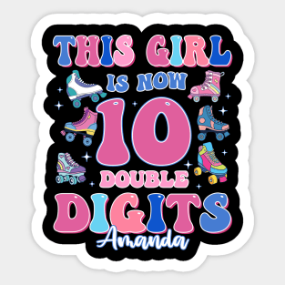 Double Digits 10 Birthday Tee Roller Birthday Tee Custom Birthday Girl Gift Rollin' into 10 Sticker